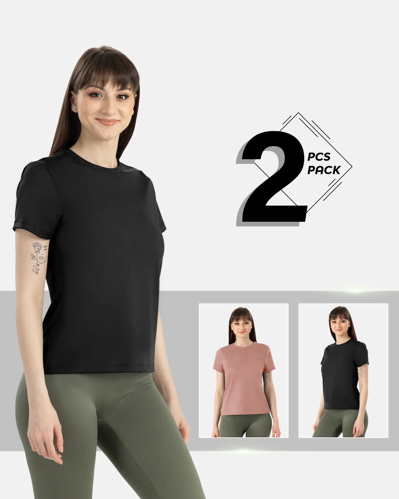 Image 1 of - ladiesregularlengthteemodalspandexashroseblack1jpg