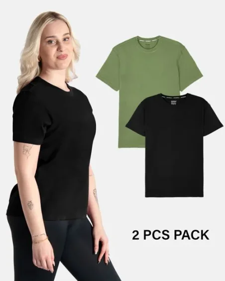 Camiseta de gola redonda em algodão macio – Pack 2 unidades