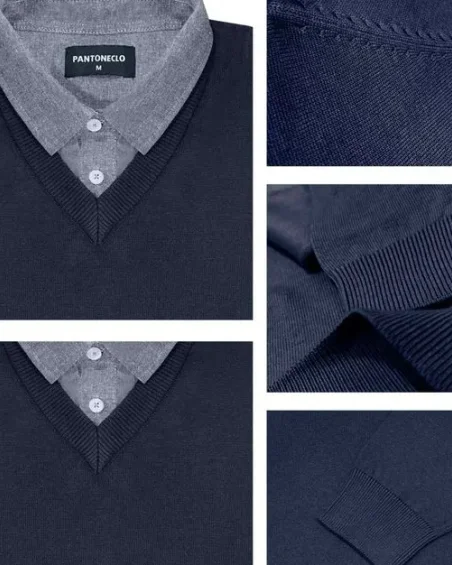 Camisola com gola de camisa para homem