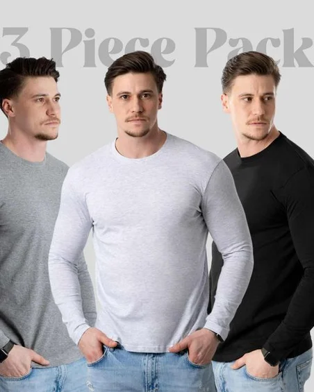 Pacote de 3 Camisetas de Manga Longa para Homens