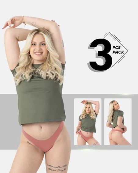 Cueca brasileira de nylon e elastano – conjunto de 3