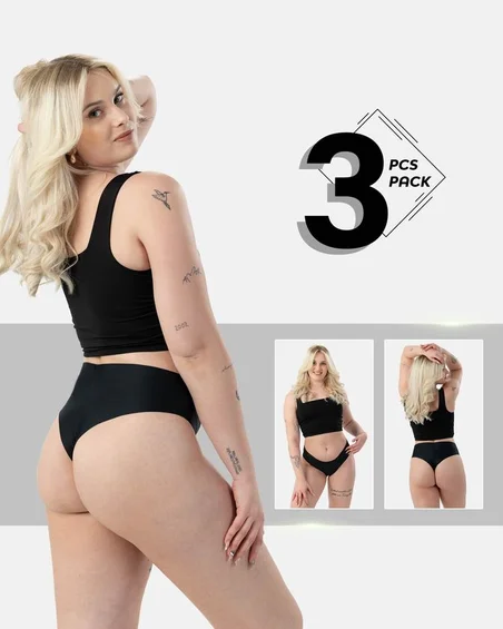 Cuecas hipster de nylon e elastano para mulher - conjunto de 3