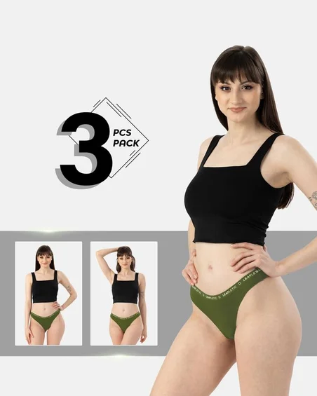Fio dental brasileiro de algodão e elastano – conjunto de 3