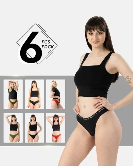 Cuecas hipster e brasileiras de algodão e elastano – conjunto de 6