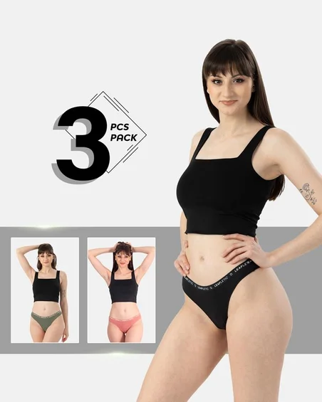 Cueca brasileira de nylon e elastano – conjunto de 3