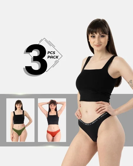 Fio dental brasileiro de algodão e elastano – conjunto de 3