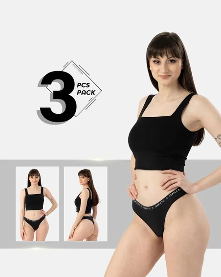 Cueca brasileira de nylon e elastano – conjunto de 3