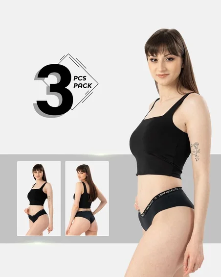 Cuecas hipster de nylon e elastano para mulher - conjunto de 3