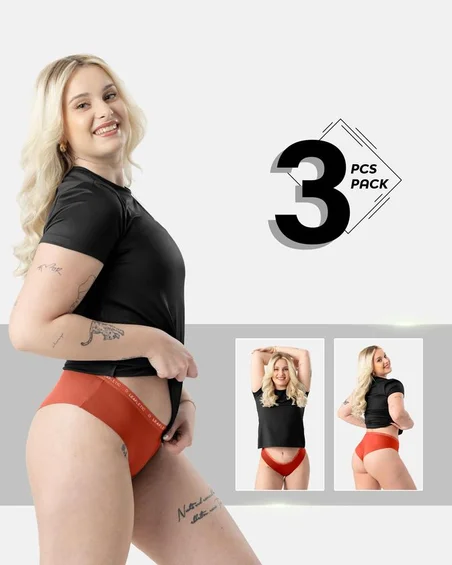Cuecas hipster femininas em algodão e elastano – conjunto de 3