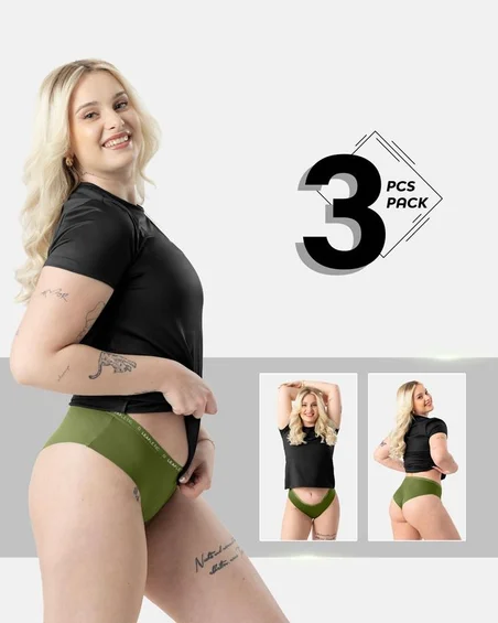 Cuecas hipster femininas em algodão e elastano – conjunto de 3