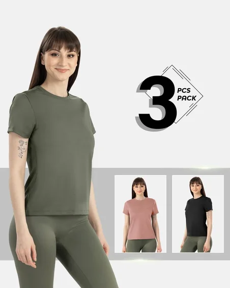 T-shirt second-skin de nylon e elastano – Pack 3 unidades