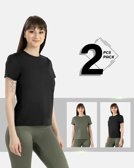 T-shirt second-skin de nylon e elastano – Pack 2 unidades