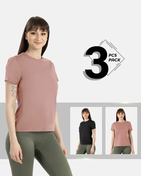 Camiseta ultra macia de mistura de modal e elastano – Pack 3 unidades