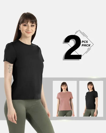 Camiseta ultra macia de mistura de modal e elastano – Pack 2 unidades