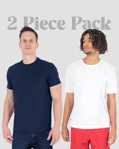 Camiseta de gola redonda em algodão macio – Pack 2 unidades