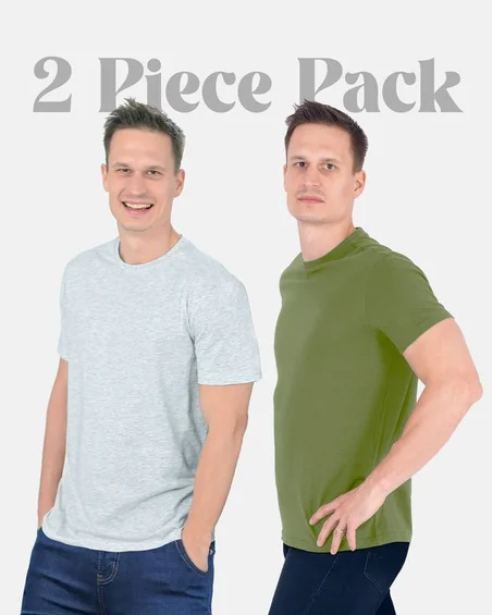 Camiseta de gola redonda em algodão macio – Pack 2 unidades