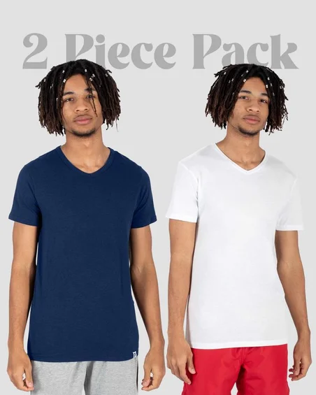 Camiseta V-neck de algodão macio – Pack 2 unidades