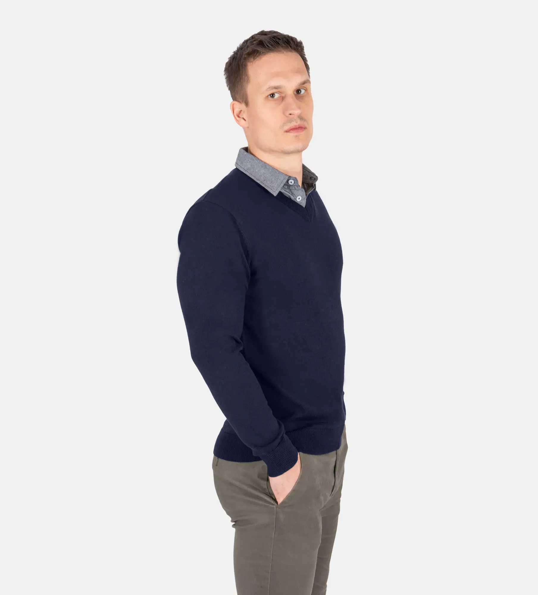 Camisola com gola de camisa para homem