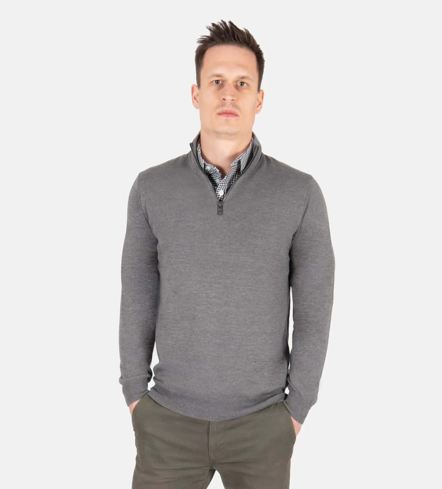 Camisola com gola de camisa para homem