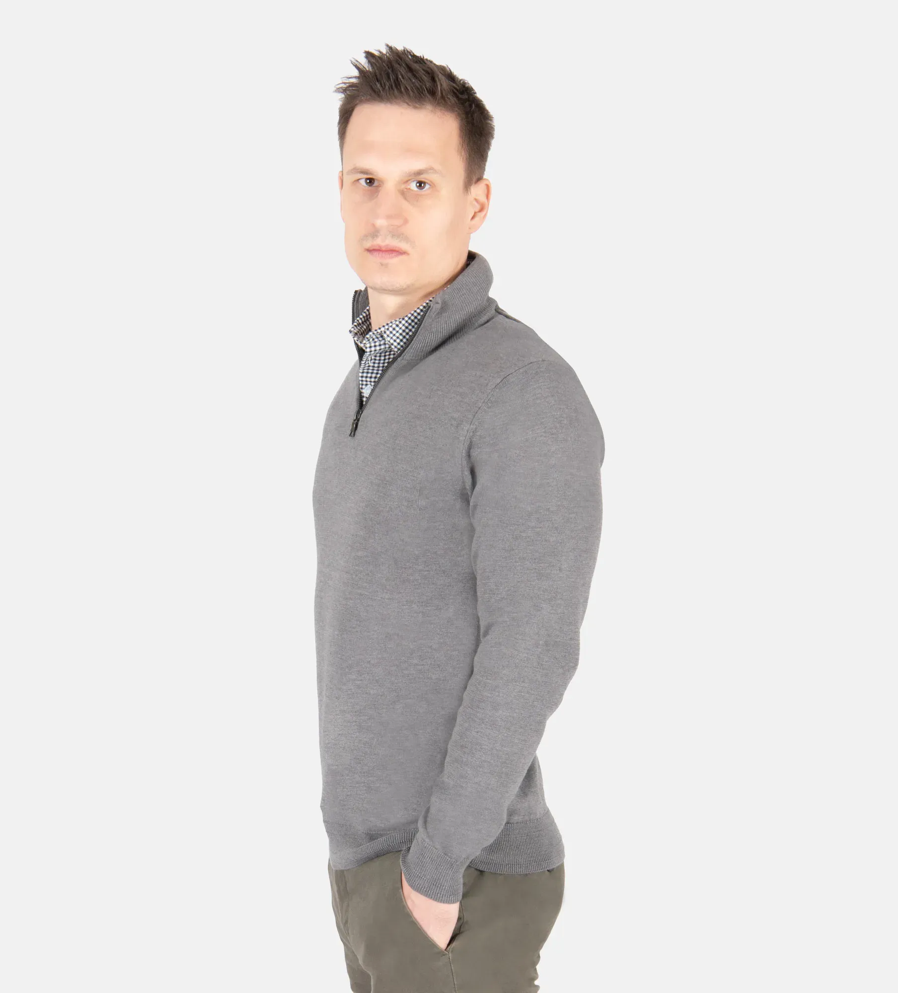 Camisola com gola de camisa para homem