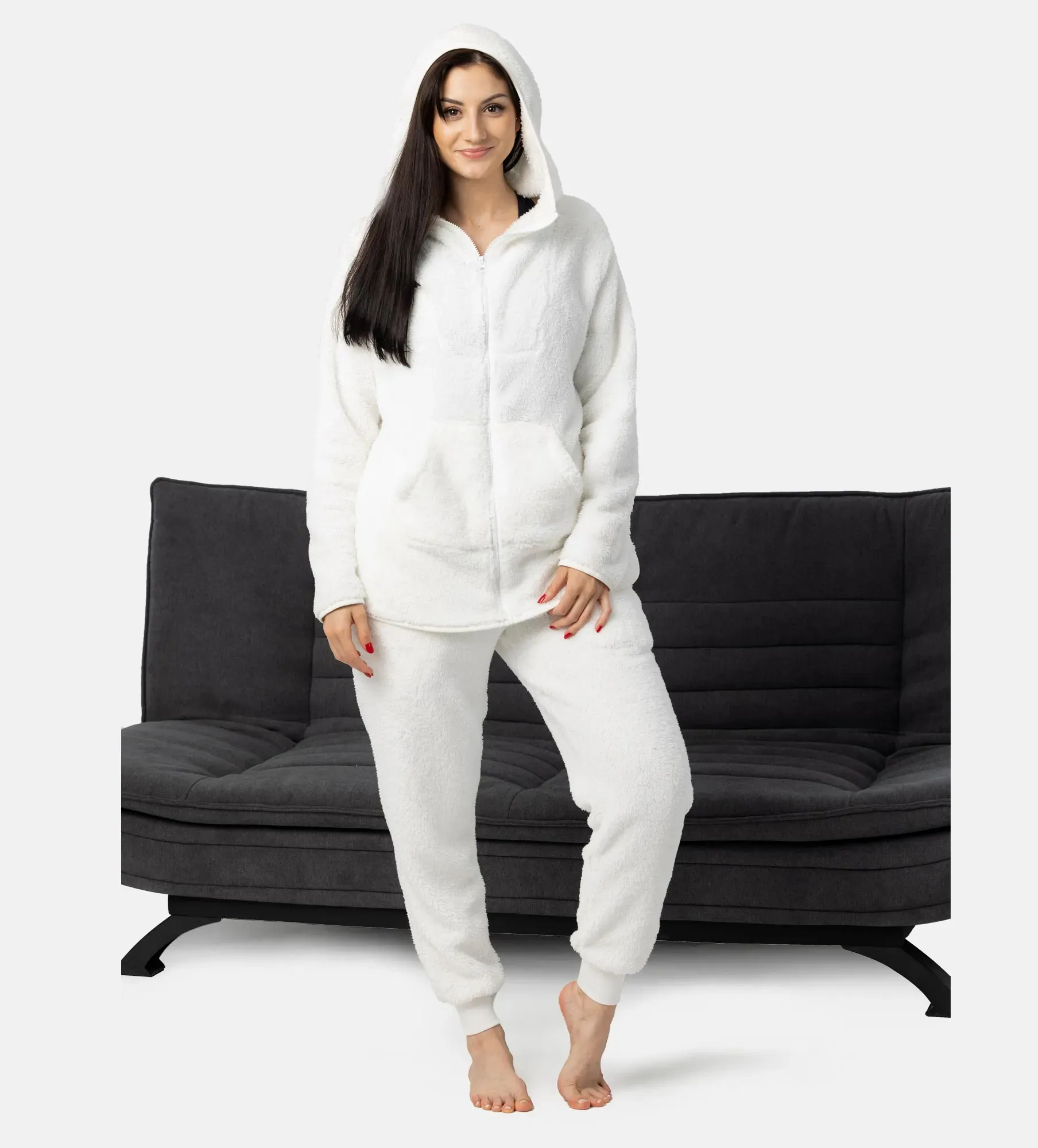Tops roupa de dormir com capuz para mulher e calças de pijama