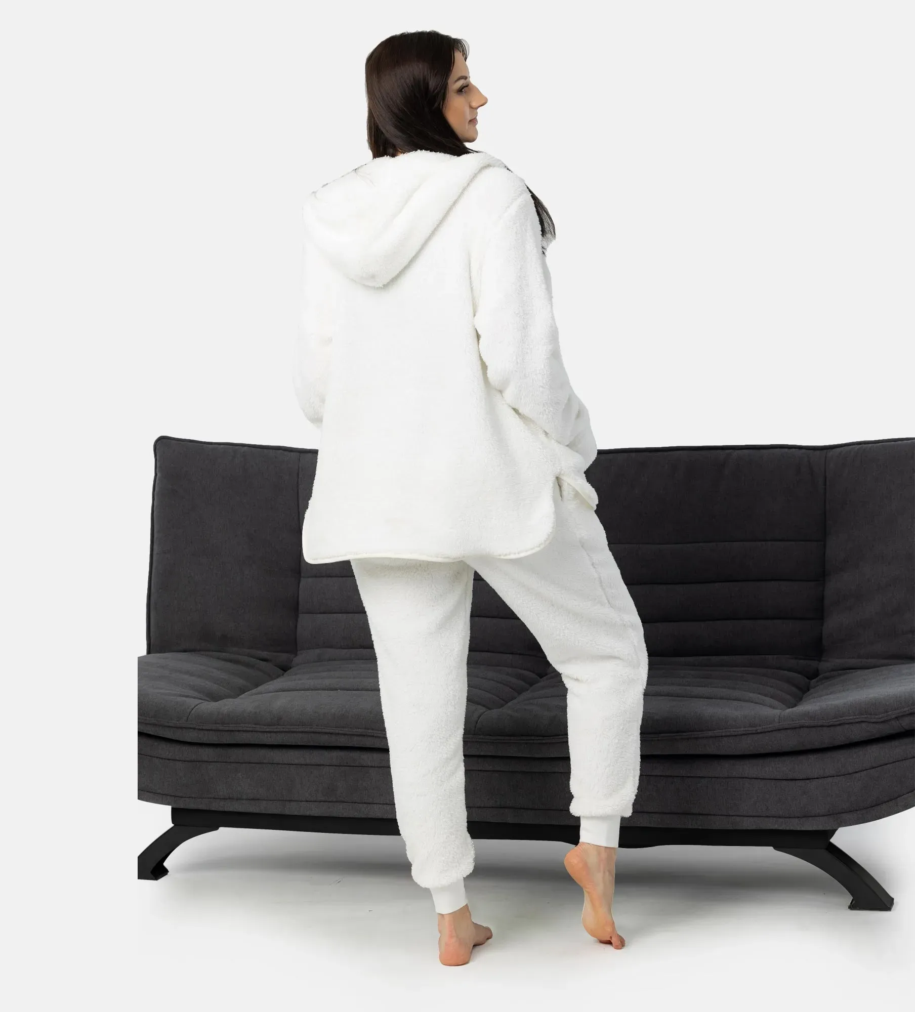 Tops roupa de dormir com capuz para mulher e calças de pijama