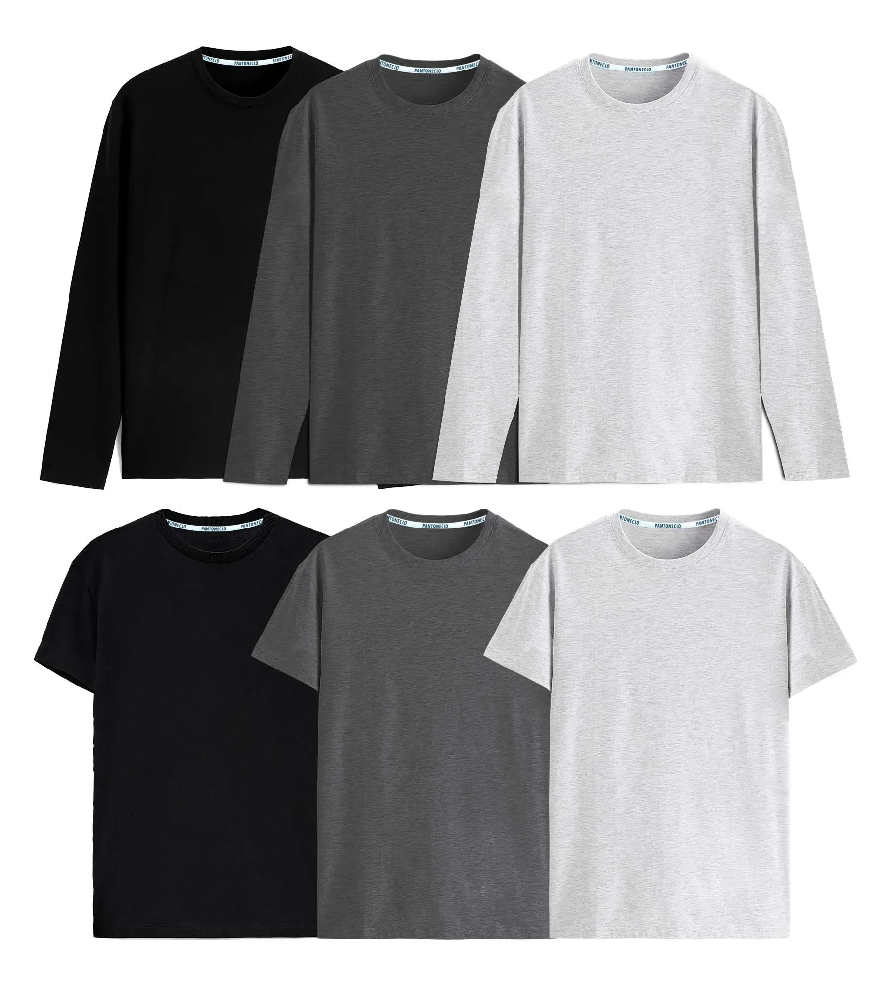 Pacote de 6 Camisetas de Manga Longa e Curta para Homens