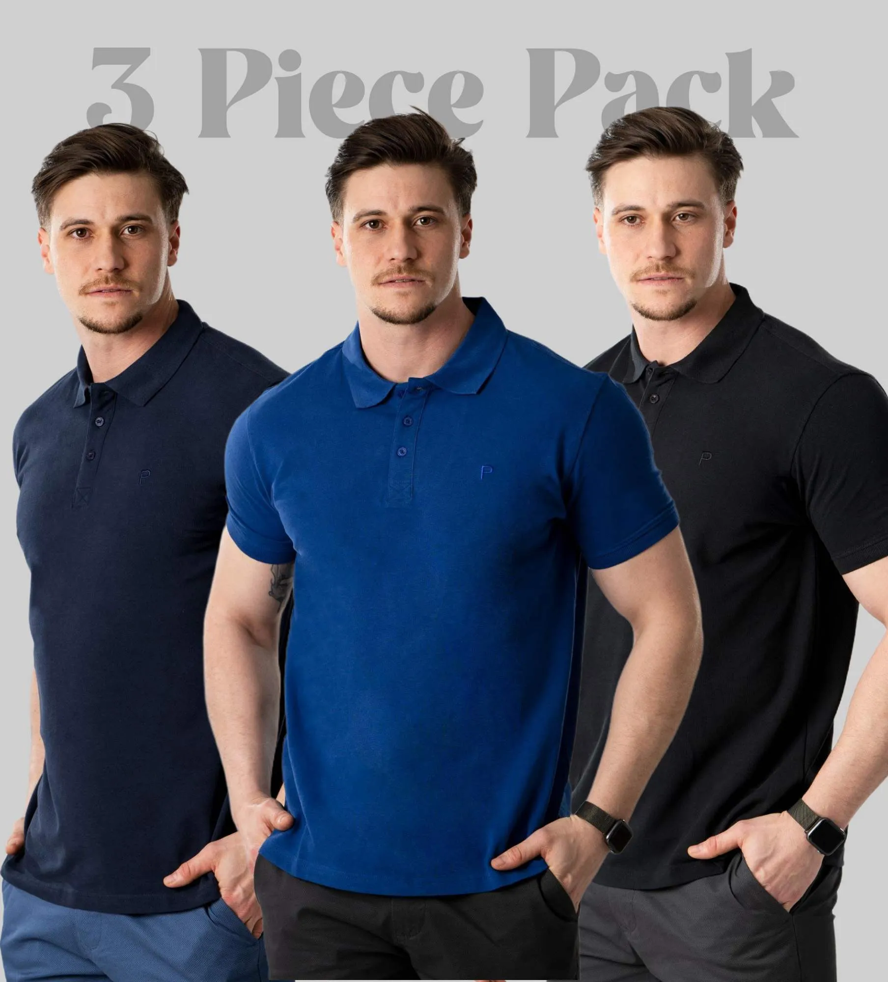 Polo para homem, pacote com 3 peças