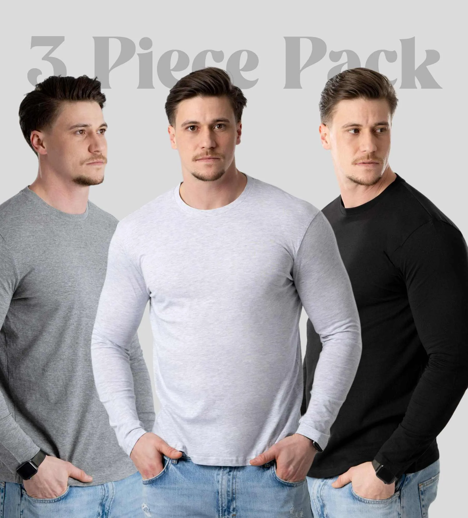 Pacote de 3 Camisetas de Manga Longa para Homens