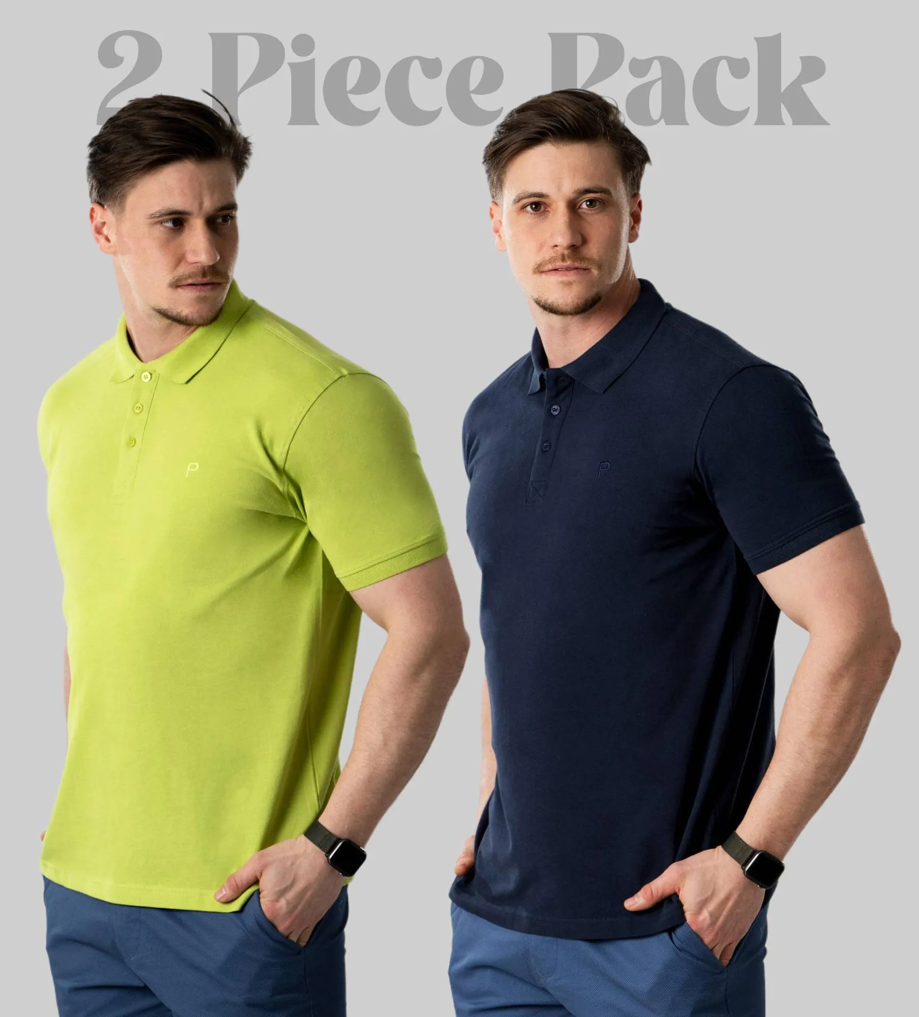 Polo para homem, pacote com 2 peças