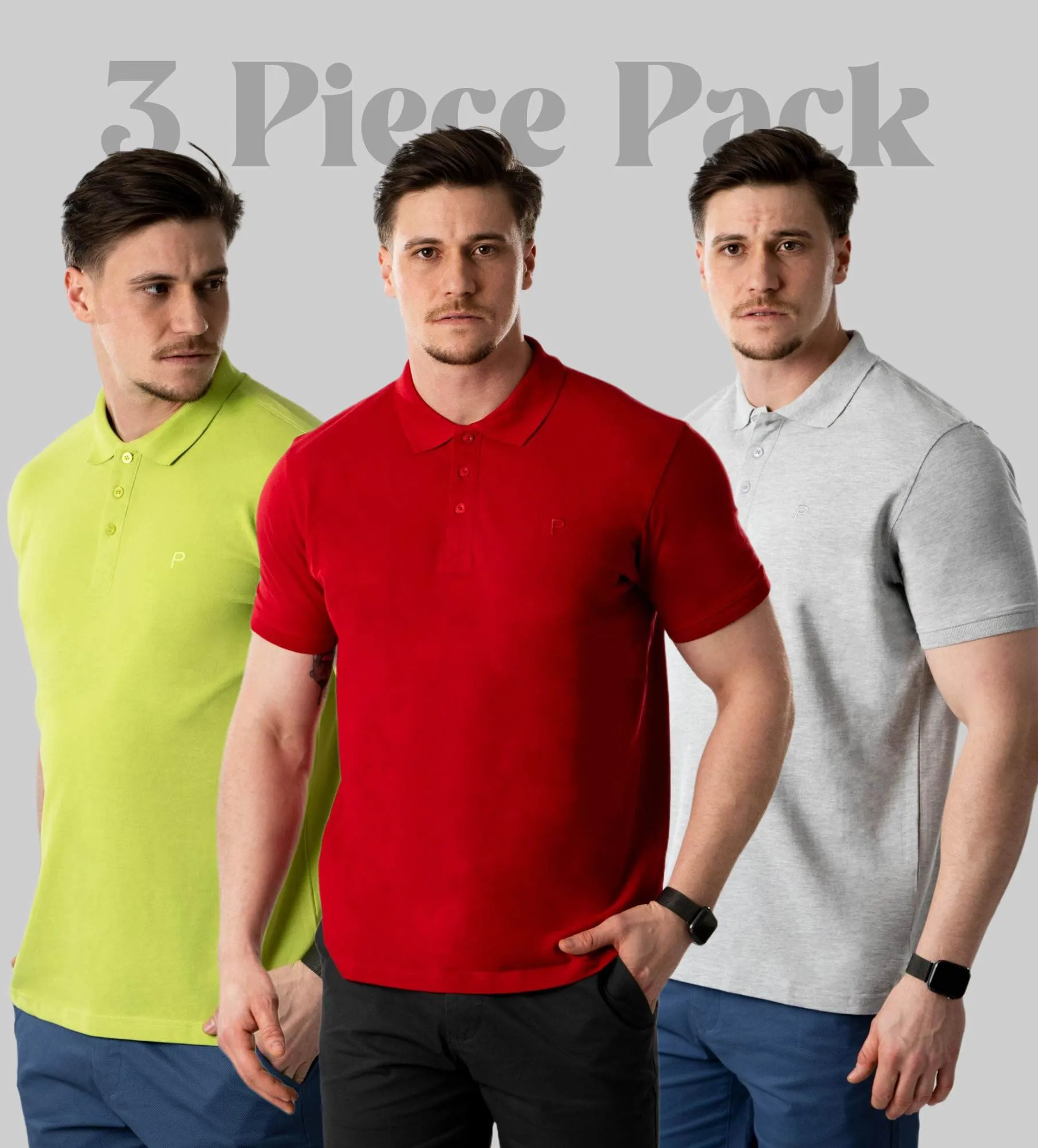 Polo para homem, pacote com 3 peças