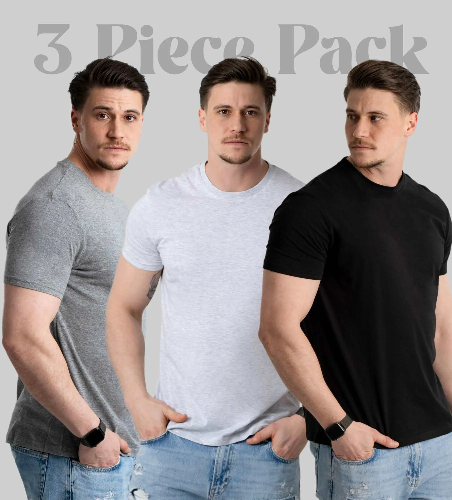 Pantoneclo Pacote de 3 Camisetas de Manga Curta para Homens - Algodão Misturado Super Suave