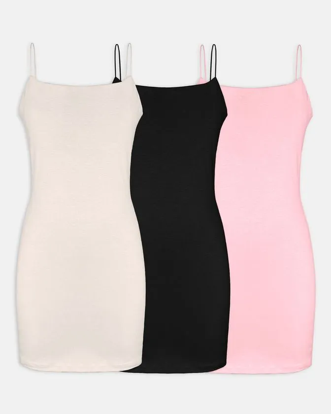 Vestido comprido de malha para mulher - conjunto de 3