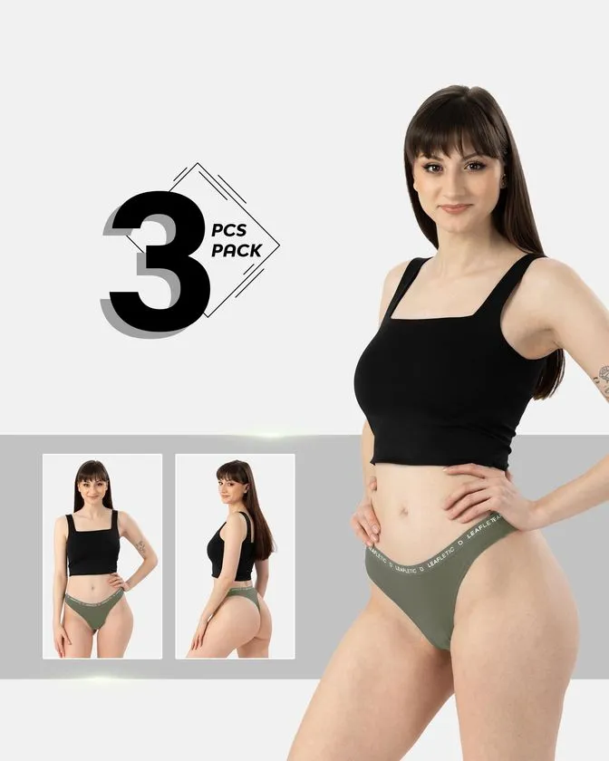 Cueca brasileira de nylon e elastano – conjunto de 3