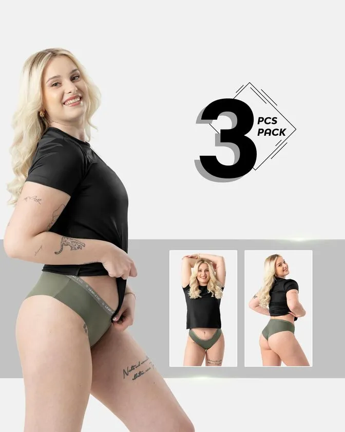 Cuecas hipster de nylon e elastano para mulher - conjunto de 3