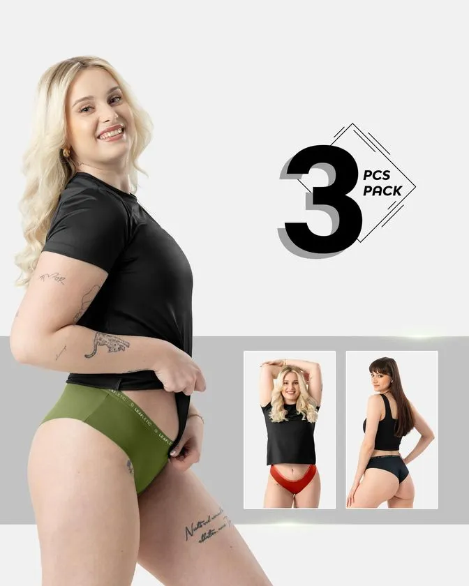 Cuecas hipster femininas em algodão e elastano – conjunto de 3
