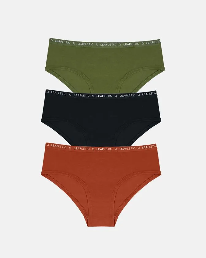 Cuecas hipster femininas em algodão e elastano – conjunto de 3