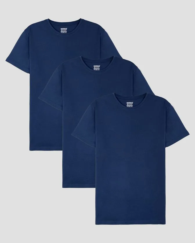 Camiseta de gola redonda em algodão macio – Pack 3 unidades