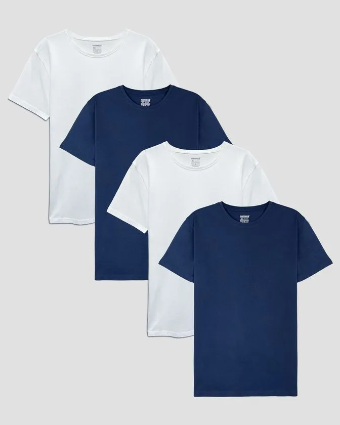 Camiseta de gola redonda em algodão macio – Pack 4 unidades