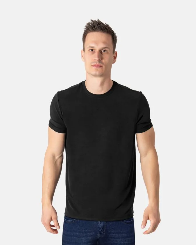 Camiseta de gola redonda em viscose de bambu
