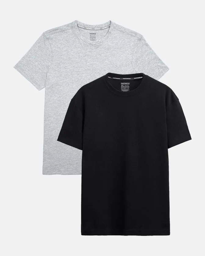 Camiseta de Decote Redondo para Homens 2 Peças