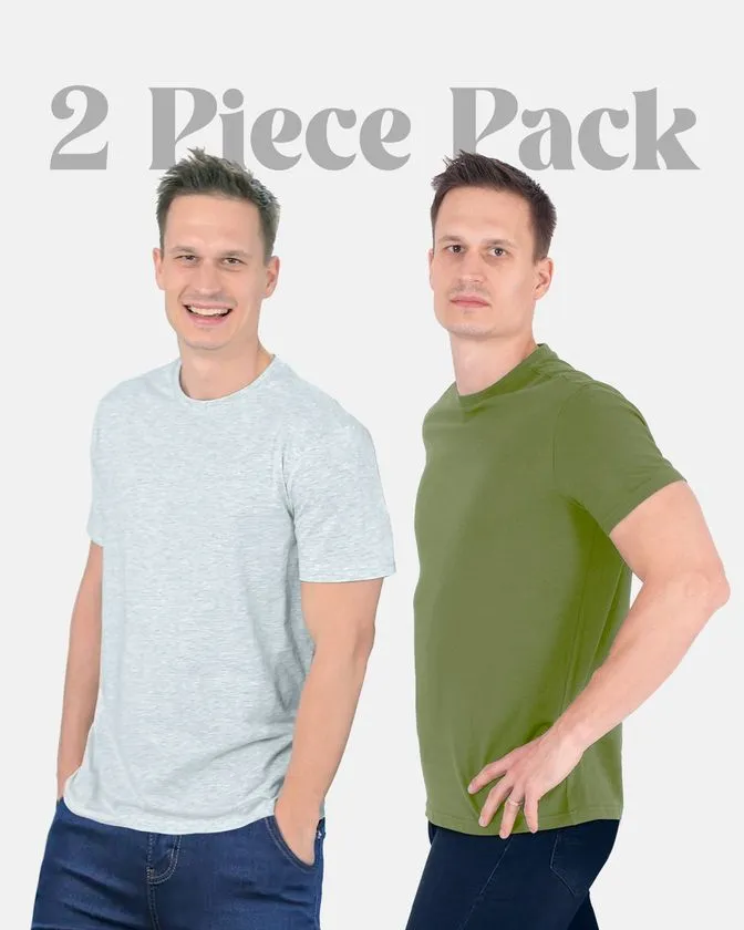 Camiseta de gola redonda em algodão macio – Pack 2 unidades