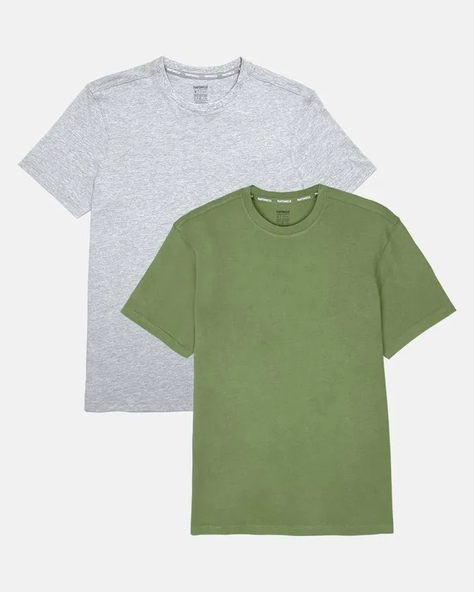 Camiseta de gola redonda em algodão macio – Pack 2 unidades
