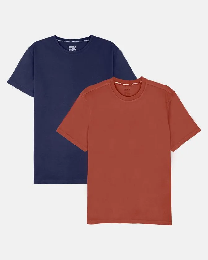 Camiseta de gola redonda em algodão macio – Pack 2 unidades