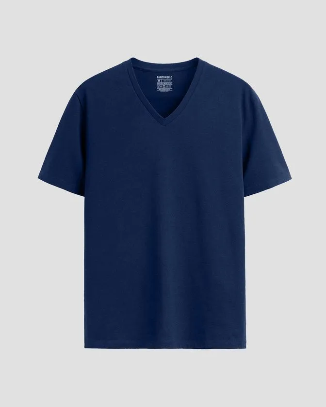 Camiseta V-neck de algodão macio