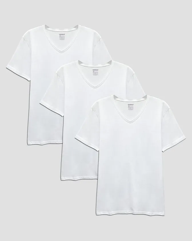 Camiseta V-neck de algodão macio – Pack 3 unidades